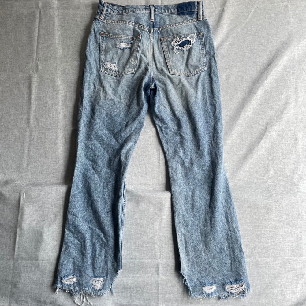 Free People Distressed High Waisted Straight Leg Jeans Womens Size 28 Blue - Picture 13 of 15